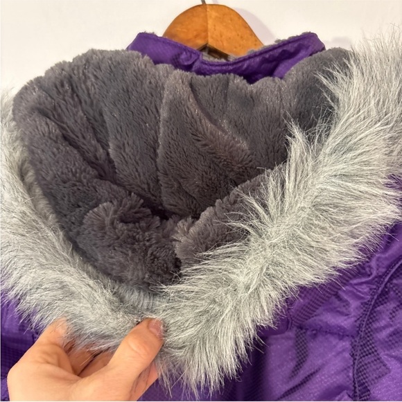 Kids' Long Purple Puffer Coat with Faux Fur Trim by Carter's - Picture 7 of 9